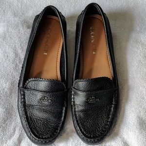 Coach black leather loafers
